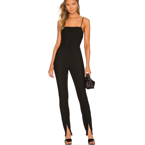 Camila Coehlo Carli black zip ankle spaghetti strap jumpsuit Size XS
